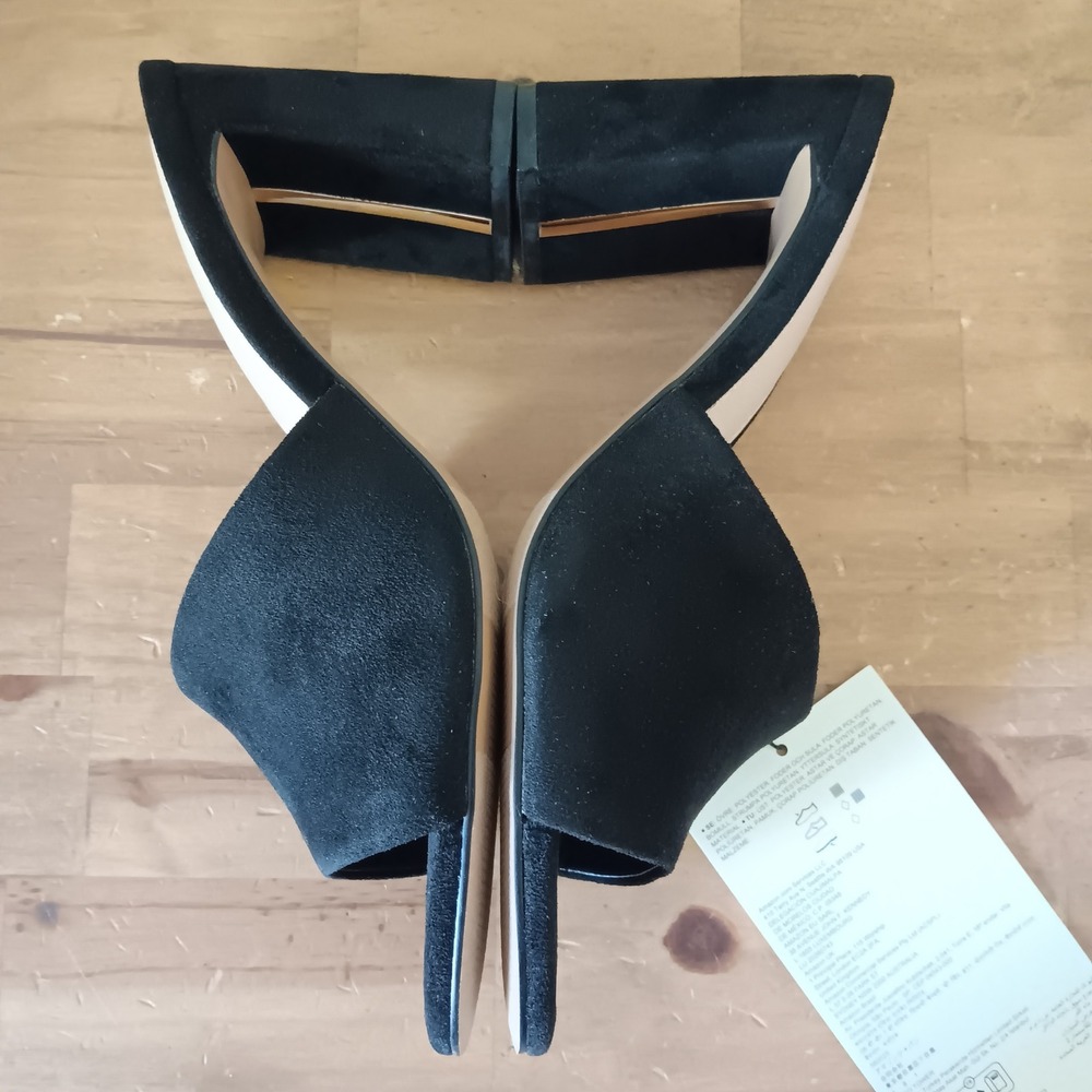The Drop Pattie Mules Womens 7.5 Black Microsuede Block Heel Sandals NWB - Picture 6 of 7